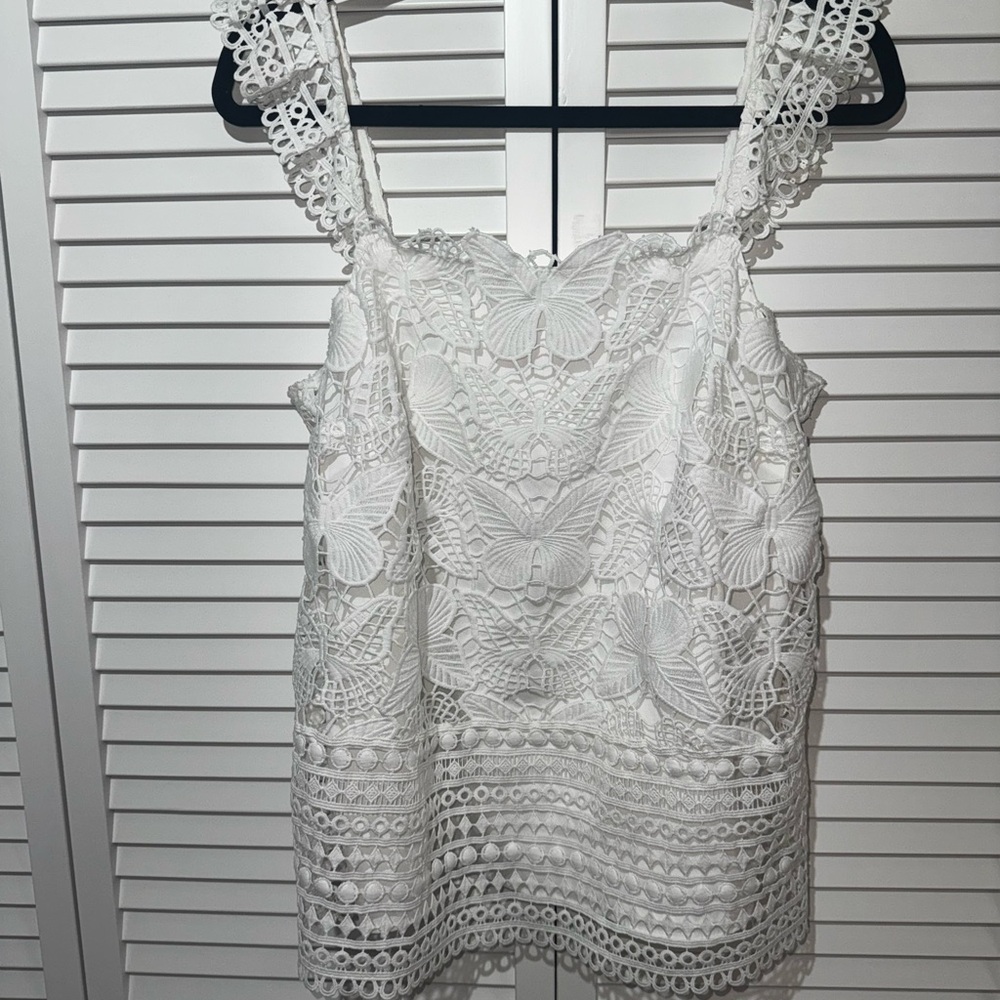 Lilly Pulitzer White Butterfly Lace Top